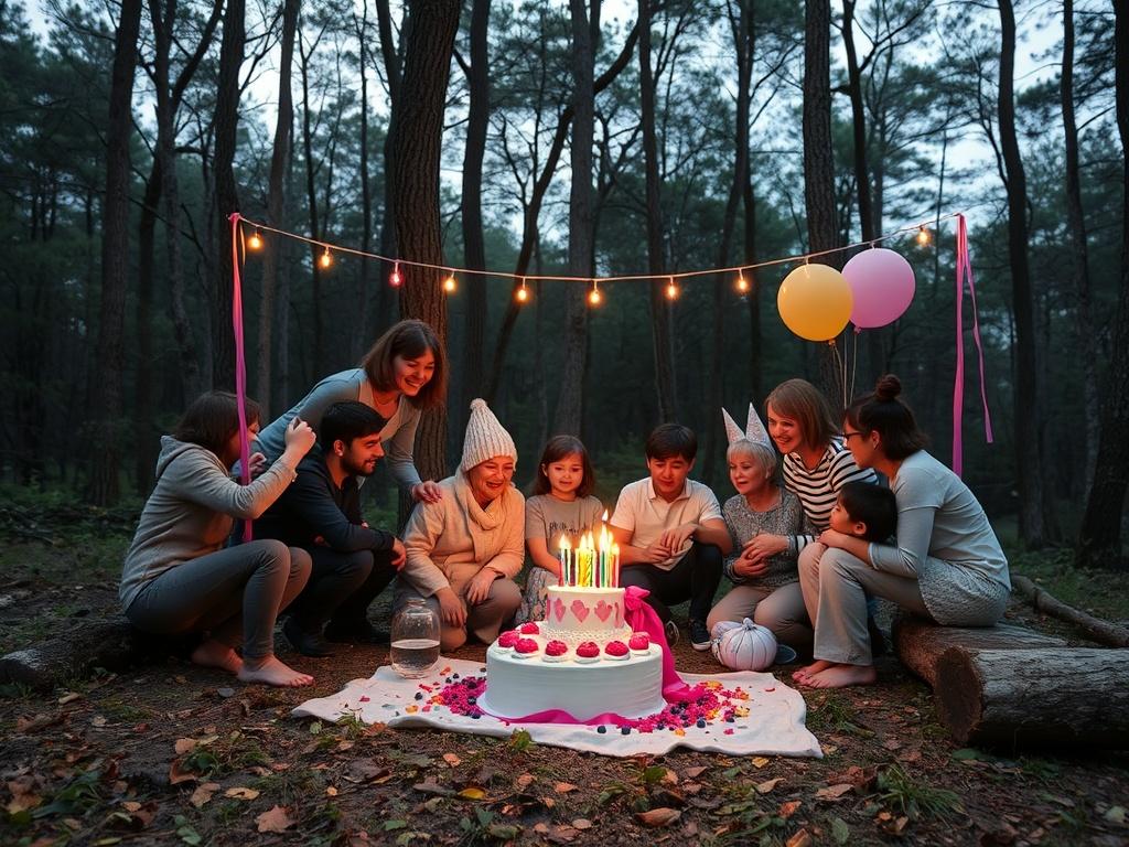 a birthday celebration in the forest-park area near Murino a birthday celebration in the forest-park area near Murinoфото